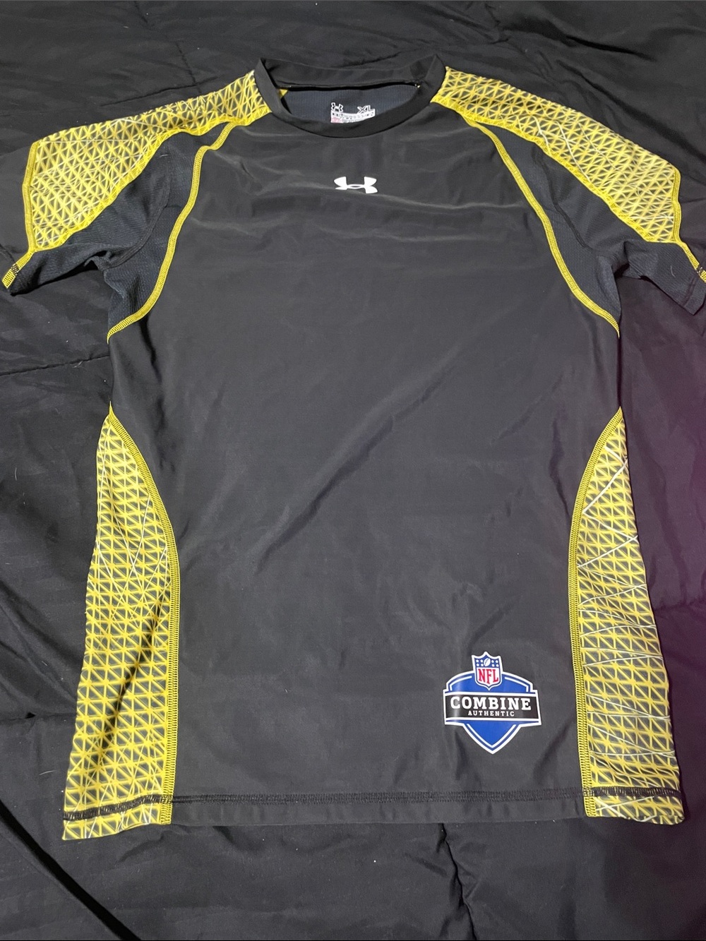 Under Armour Black with Yellow Trim Compression Shirt